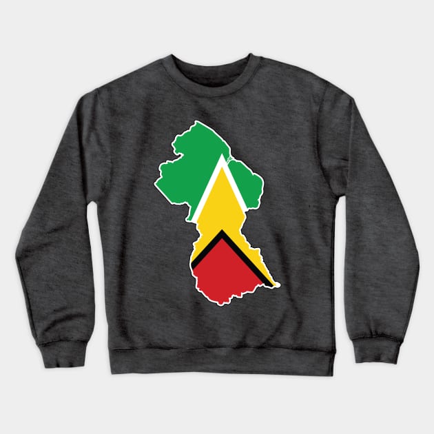 Guyana National Flag and Map Crewneck Sweatshirt by IslandConcepts